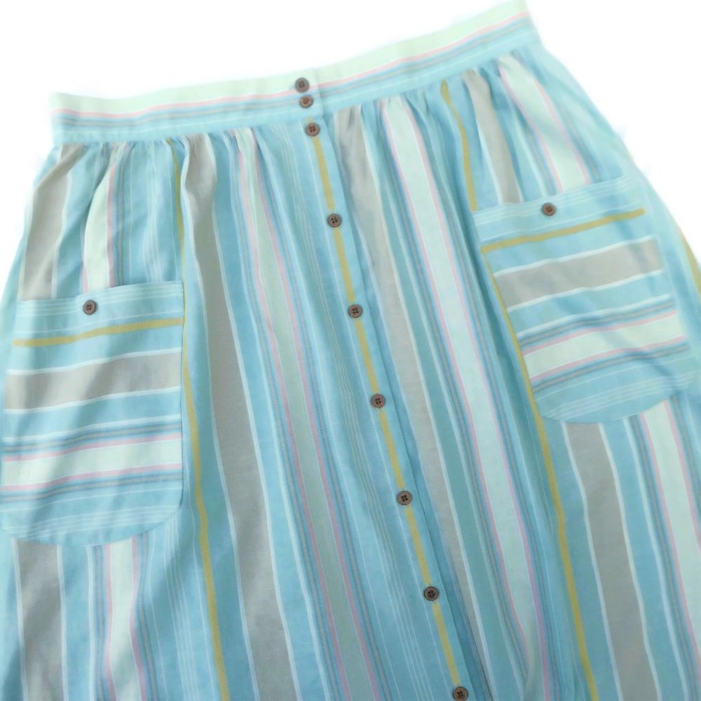 Patagonia Skirt Coconut Button Front Pastel Stripes Organic Cotton Hemp L Large - Picture 3 of 8